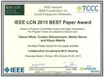COMSYS wins the Best Paper Award at IEEE LCN 2015